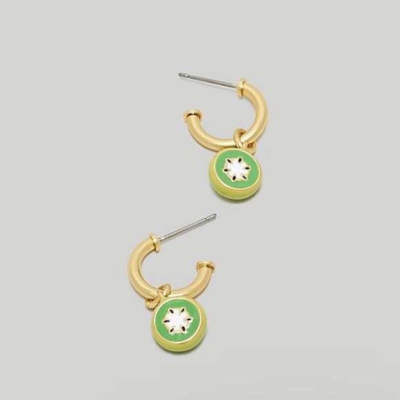 Madewell Jewelry - Madewell Enamel Kiwi Huggie Hoop Earrings